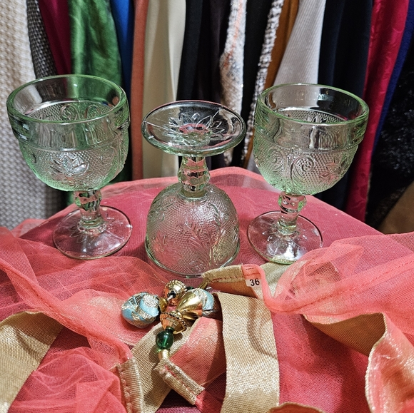 Indiana Glass Other - Elegant Vintage 1970's Green Glass Goblets Separately